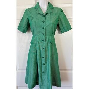 Vtg 40s 50s Girl Scouts Of America Cotton Uniform A-Line Dress Size Small